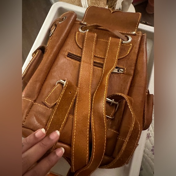 Handmade Camel Leather Backpack from Egypt - Picture 5 of 7